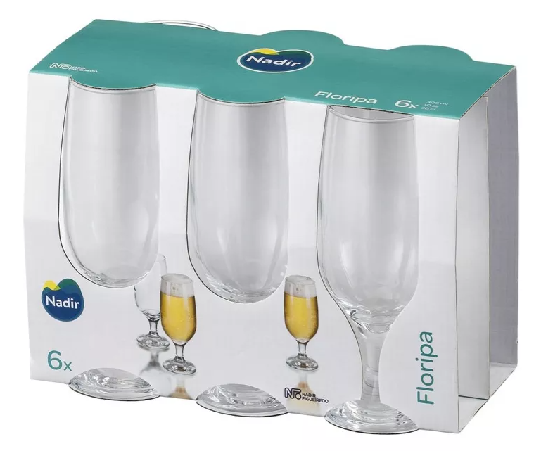 CONJUNTO DE 6 TACAS FLORIPA CERVEJA 300ML