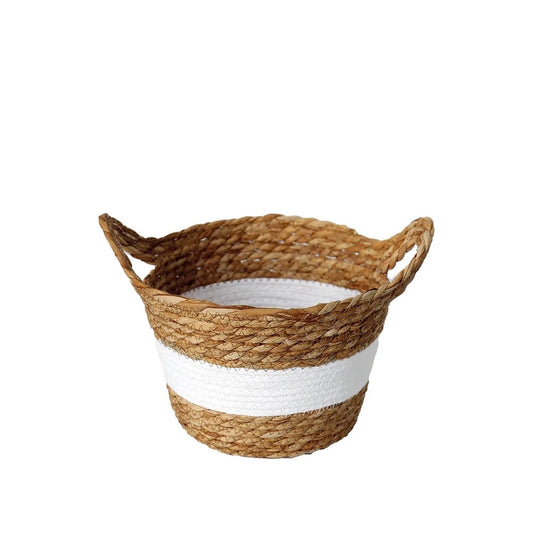 CESTO DE FIBRA NATURAL C/ ALCA  23 X 15 CM BRANCO
