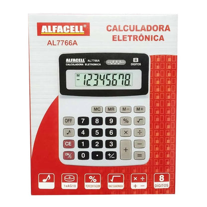 Calculadora Eletrônica De Mesa 8 Dígitos Alfacell AL7766A