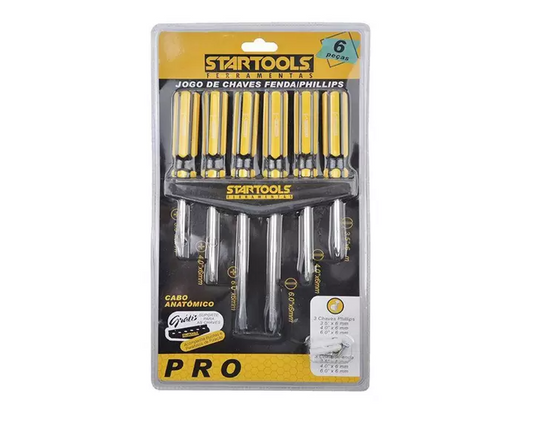 KIT CHAVES STARTOOLS PHILLIPS E FENDA COM 6 PEÇAS