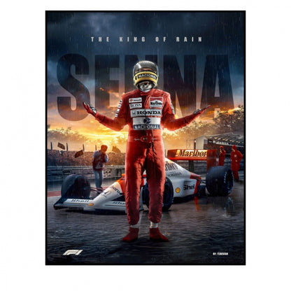 Quadro Decorativo Ayrton Senna The King Of Rain - Canvas 62x92