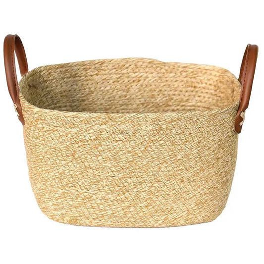 CESTO DE FIBRA NATURAL C/ALCA 30X21X18 CM MOCCA
