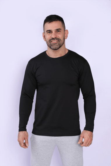 CAMISETA MASCULINA TERMICA ATOALHADA PRETA HR